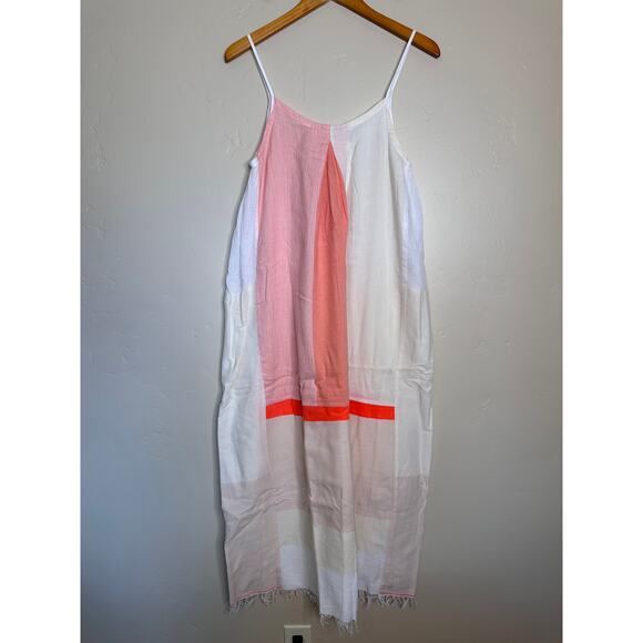 LEMLEM Nia pleated color-block cotton-blend midi dress Blush XS - Picture 4 of 7